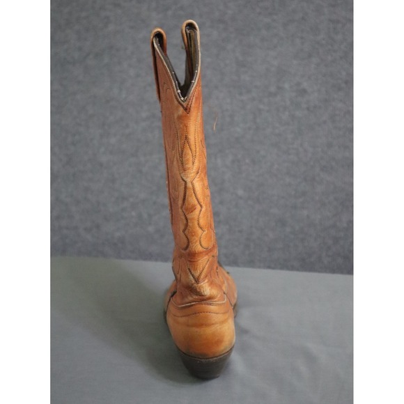 Dan Post Cowboy Boots Women 6C Tan Leather Exotic Snip Toe Rodeo Cowgirl Western - Picture 10 of 14